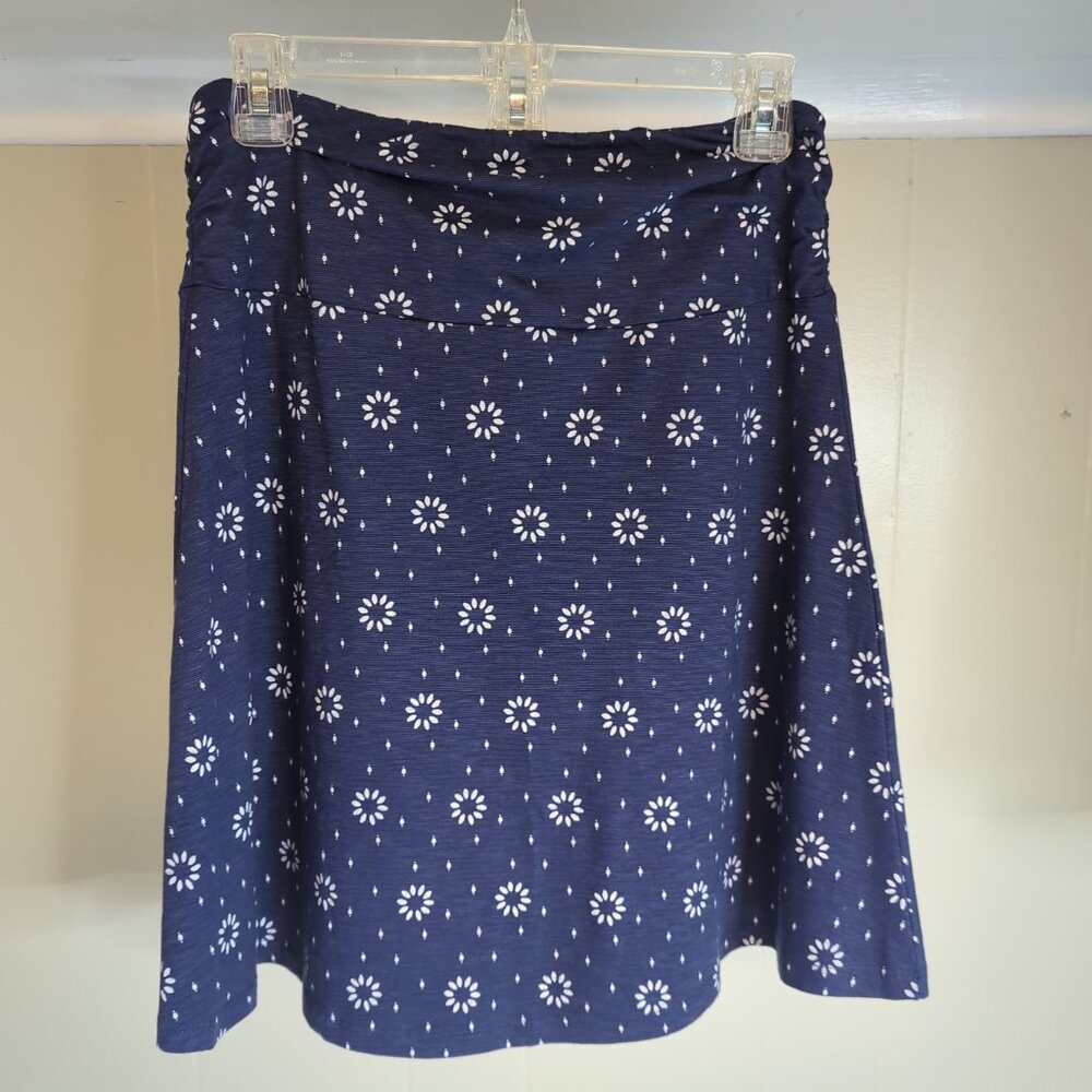 Toad&Co Women's Size Small Chaka Skirt, Navy Blue Print - Picture 2 of 8